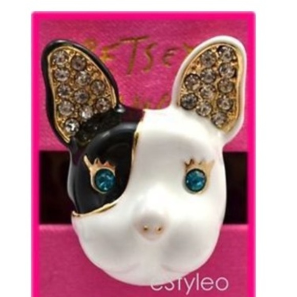 Betsey Johnson Jewelry - Betsey Johnson Ring Bulldog Ceramic Enamel sz7 NEW